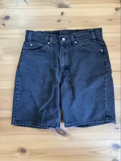 神サイズ90s先染めブラックLevis550デニムショーツUSA製バギーW36