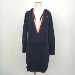 /＊アディダス スウェット 深Vネック ひざ丈 パーカー ワンピース 長袖 L