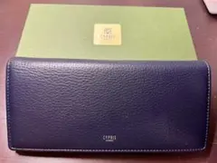 CYPRIS 長財布 ネイビー レザートゥージュール 長財布 かぶせ蓋 美品のサムネイル