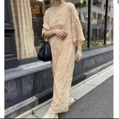 i_am_official flower embroidery ops ベージュ