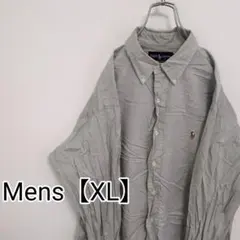 J32【US輸入】ラルフローレン　長袖シャツ【メンズXL相当】薄グレー