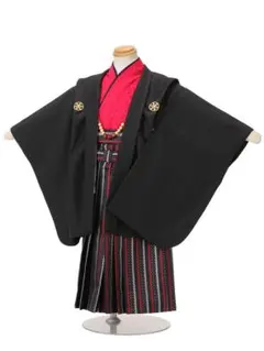 七五三 3歳 男の子 羽織袴セット 黒×赤 一体型のサムネイル