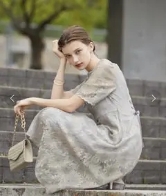 ゴールドヴィンテージ レース ワンピースドレス