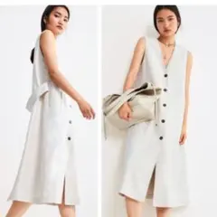 ZARA リネンロング丈ボタン留めベスト