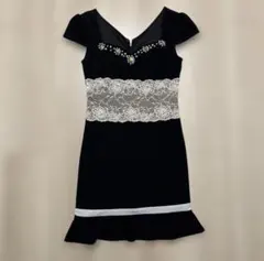 DazzyStore ブラックレース ビジュー キャバドレス タイトミニ 美品