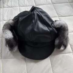 スヌーピー耳付き黒帽子