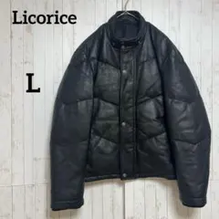 Licorice リコリス　ラムレザー羊革　ダウンジャケット ブラック【L】