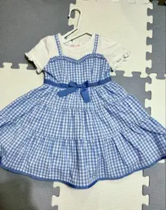 メゾピアノmezzo pianoギンガムティアードドッキングワンピース90cm