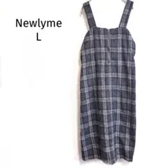 ニュ―リーミー ジャンパースカート チェック柄 フロントジップ ロング丈 L