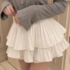 フリージアインパン裏地付きプリーツティアードミニスカート ks097 M GRL