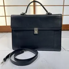 バーバリー 2wayショルダー ビジネスバッグ ダレスバッグ レザー 黒