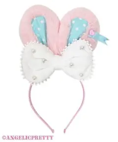 Angelic Pretty ロゴ刺繍フリルリボンカチューシャ（タータン）ピンク
