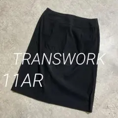TRANSWORK ブラック ひざ丈タイトスカート 11AR 後ろスリットあり