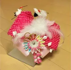 髪飾り 七五三 つまみ細工 羽 鹿の子 鶴 絞り リボン