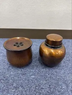 開新堂　茶壺　茶こぼし 銅製茶壺　茶器　茶入　茶道具