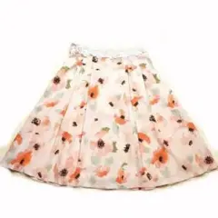 PROPORTION レース付き タック入り フレアスカート 花柄 L