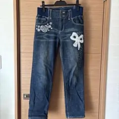 アンドラブ　リボンビーズ装飾ダークブルーデニムパンツ　　　P2
