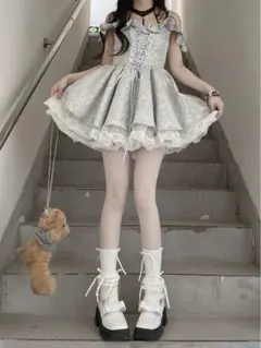 リボン付き　リブ編みレッグウォーマー　可愛い　ローリタ　ドール　ルーズソックス