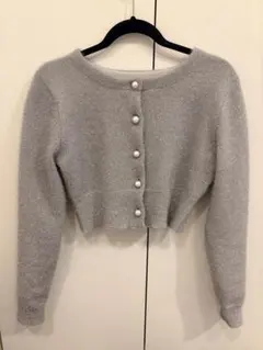 GRL パールボタン ショート丈 ラメシャギーニットカーディガン[mh30]