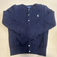 POLO ネイビー ケーブルニットカーディガン Lサイズ(キッズサイズ)