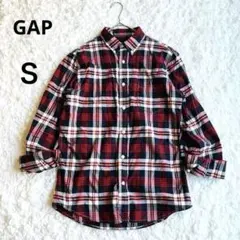 美品【GAP】ギャップ　タータンチェック　長袖　シャツ　黒×赤×白　S