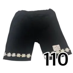 花柄刺繍 ハーフパンツ 110サイズ 黒