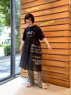 新品タグ付け ビームスボーイ プリントメッシュワンピース