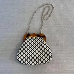 Casselini がま口 ショルダーバッグ 花柄刺繍 べっ甲 チェーン レトロのサムネイル