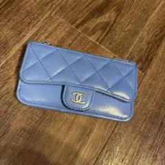 CHANEL マトラッセ 三つ折り財布 ライトブルー - メルカリ