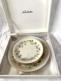 【未使用】Noritake パーティ皿 花柄大皿 小皿 6枚セット 昭和レトロ
