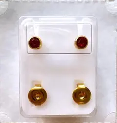 サージカルステンレス　ファーストピアス 24K ルビー ラウンド　つけっぱなし
