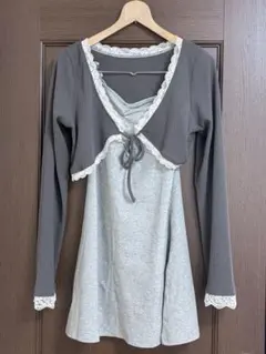 olive des olive キャミワンピ　カーディガンセット　長袖　グレー
