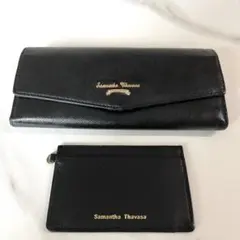 定期入れ　セット　Samantha Thavasa 長財布 黒 ブラック　本革