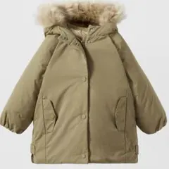 ※値下げ※ZARA フェイクファーパーカ　モッズコート　サイズ98 カーキ