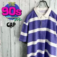 90's GAP ギャップ 太ボーダー　パープル　ラガーシャツ