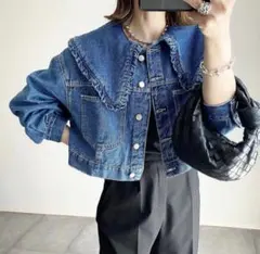 新品 試着のみ ZARA ザラ ピーターパンカラーデニムジャケット Sサイズ 