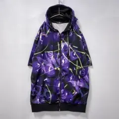 ニーアクロージング/パープルペイント ジップパーカー/オーバーサイズパーカー