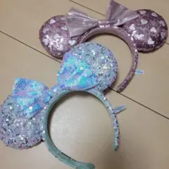 ディズニー　ミニーりぼん　カチューシャ　スパンコール　2個セット