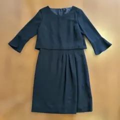 sunauna フレアスリーブ 濃紺ワンピース 38