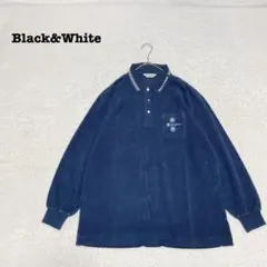 EK4072【ブラックアンドホワイト】ポロシャツ【L】ネイビー ピーチスキン