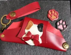 本革ヌメ革三毛猫メガネケースサングラスケースハンドメイドレザークラフト牛革
