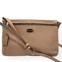 良品　COACH ショルダーバッグ　ポーチ付属　斜めがけ　ベージュ　レザー