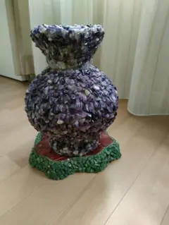 アメジスト装飾　花瓶　中国　骨董　置き物　彫刻　縁起物　オブジェ