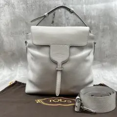 【美品】 トッズ ショルダーバッグ 2way ジョイ セアー レザー グレージュ