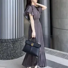 GRL バックリボンフリルスリーブプリーツワンピース