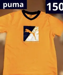 PUMA イエロー オレンジTシャツ 150 ドライ仕様