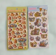 キラッとぷくぷくエアーシール　リラックマ　ボンボンドロップシール　カピバラ