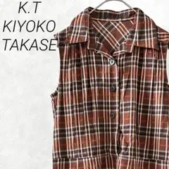 K.T KIYOKO TAKASE シャツワンピース ノースリーブ チェック柄