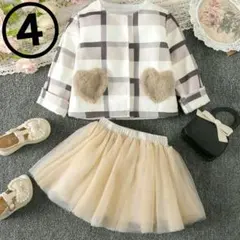 チェック柄ジャケットとチュールスカートのセットアップ 80サイズ ハートボア