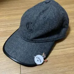 【ほぼ未使用】Callaway ゴルフキャップ バッジ チャコール ウール 秋冬